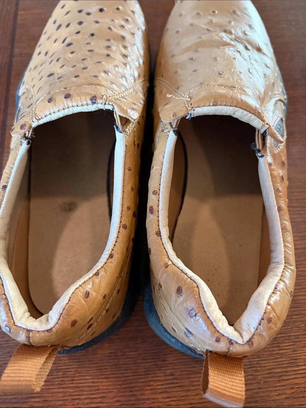 Roper Men's Tan/Brown Ostrich-Textured Slip-On Shoes